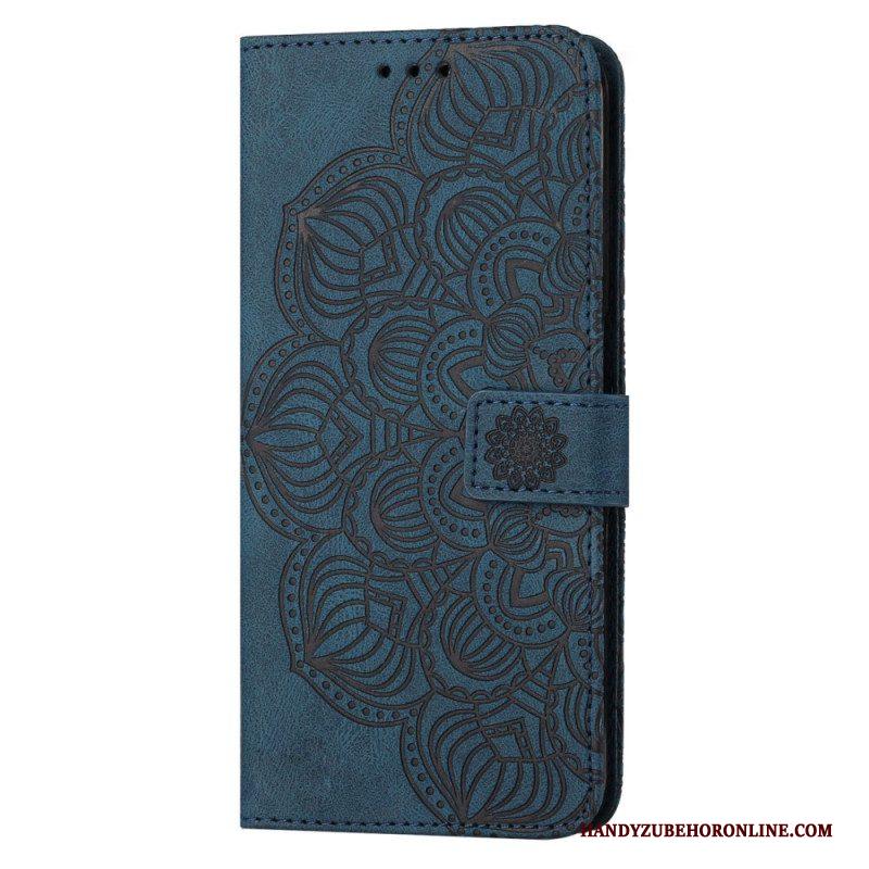 Leren Hoesje voor Samsung Galaxy S23 Plus 5G Met Ketting Strakke Mandala