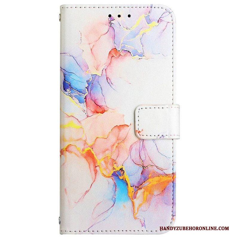 Leren Hoesje voor Xiaomi 12 / 12X Met Ketting Marmer Strippen