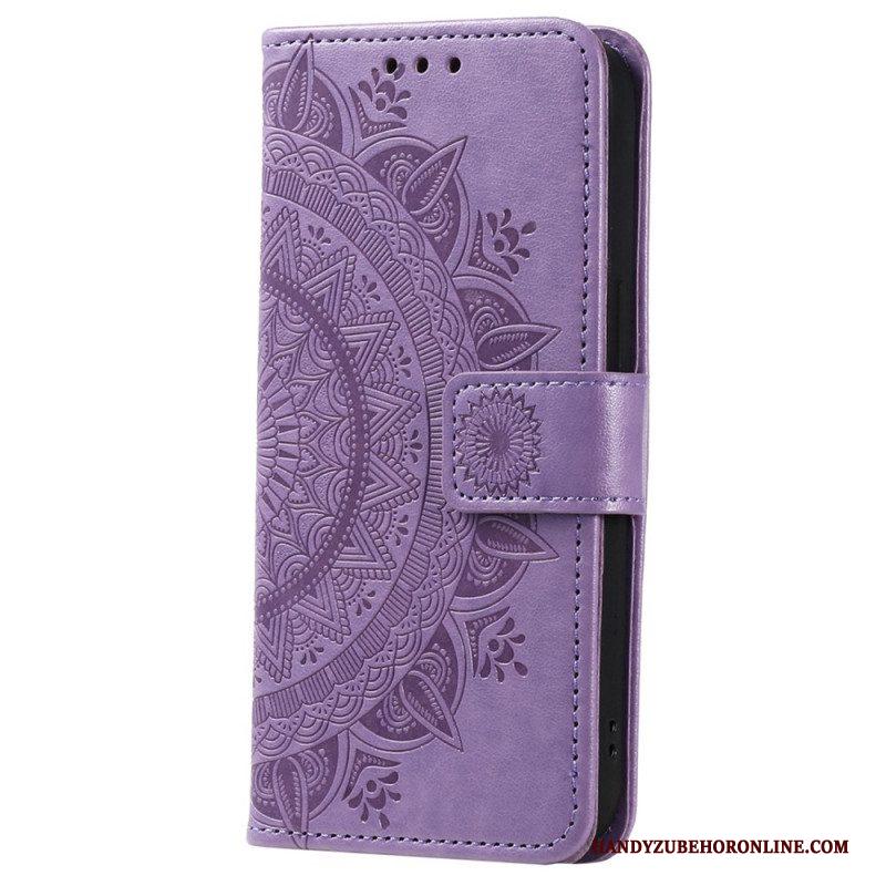 Leren Hoesje voor Xiaomi 12T / 12T Pro Mandala Zon Met Lanyard