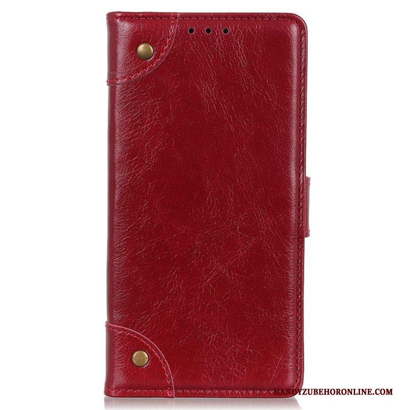 Leren Hoesje voor Xiaomi 12T / 12T Pro Stijl Nappa Lederen Vintage Klinknagels