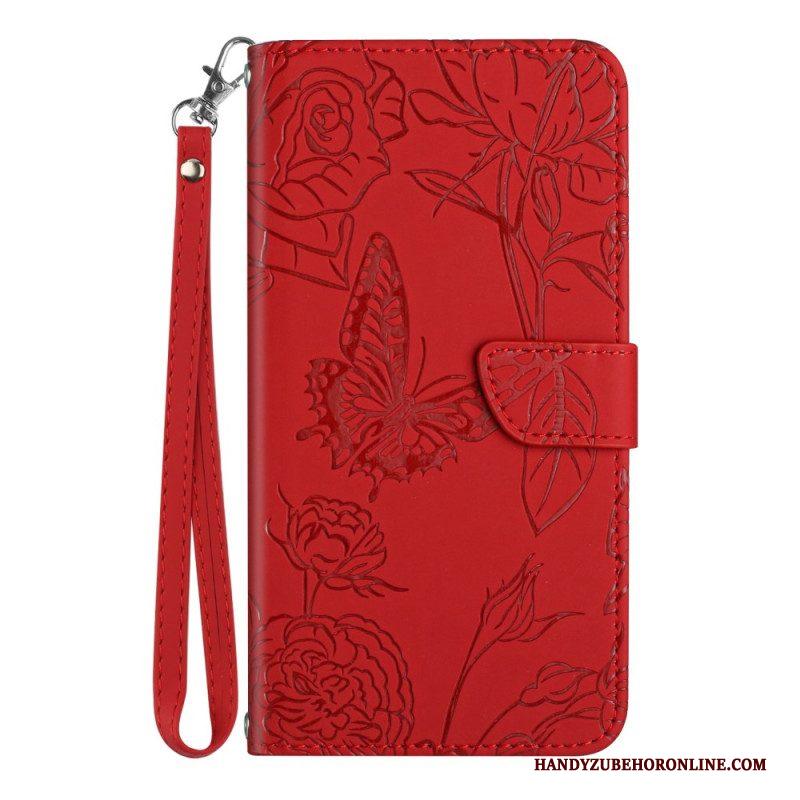 Leren Hoesje voor Xiaomi 13 Pro Vlinders En Lanyard