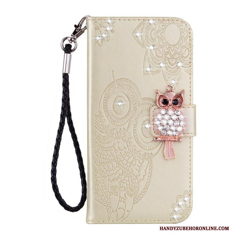 Leren Hoesje voor Xiaomi Redmi Note 10 / 10S Uil Mandala En Charme