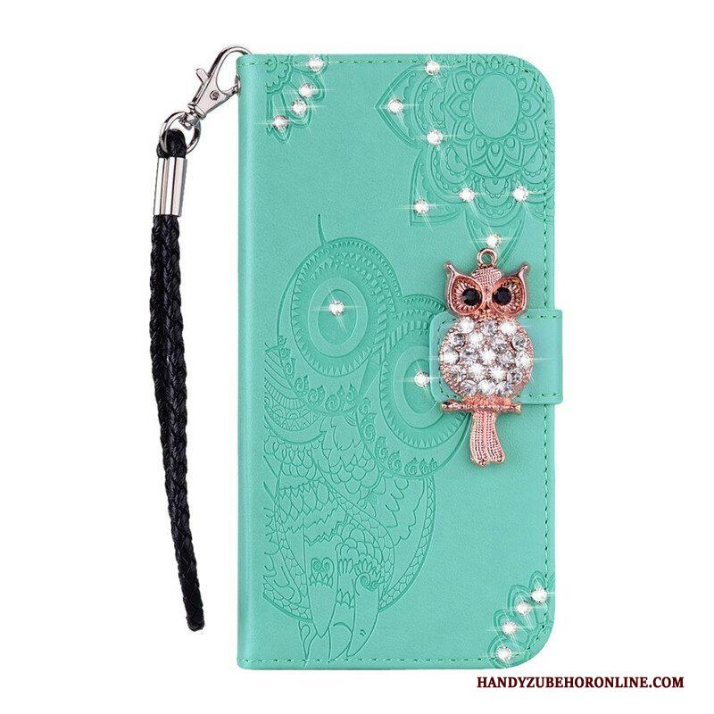 Leren Hoesje voor Xiaomi Redmi Note 10 / 10S Uil Mandala En Charme