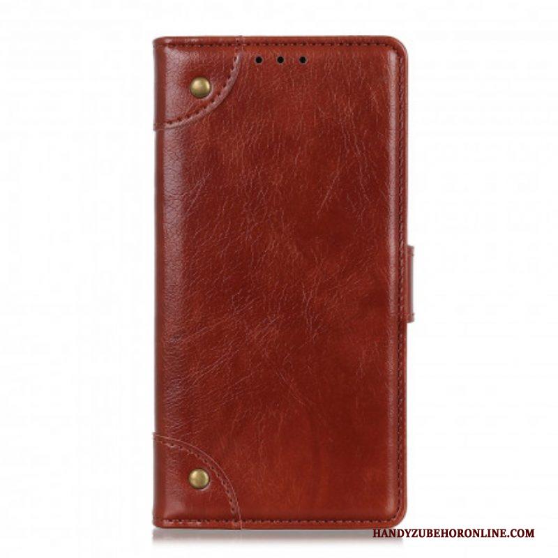 Leren Hoesje voor Xiaomi Redmi Note 10 Pro Stijl Nappa Lederen Vintage Klinknagels