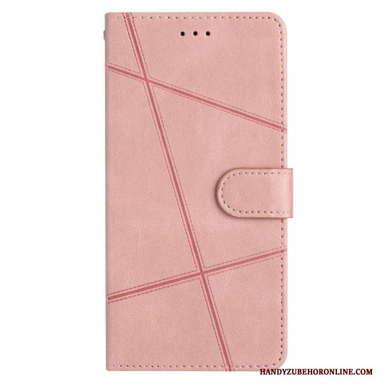 Leren Hoesje voor Xiaomi Redmi Note 12 4G Met Ketting Bandjes Geometrisch