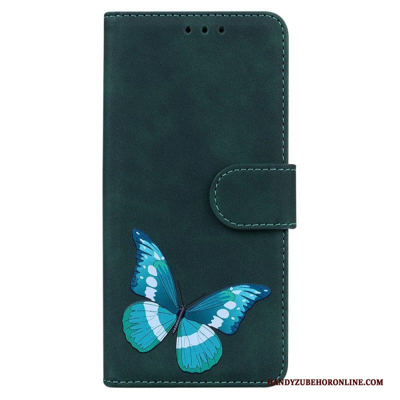 Leren Hoesje voor Xiaomi Redmi Note 12 5G Vlinder Ontwerp