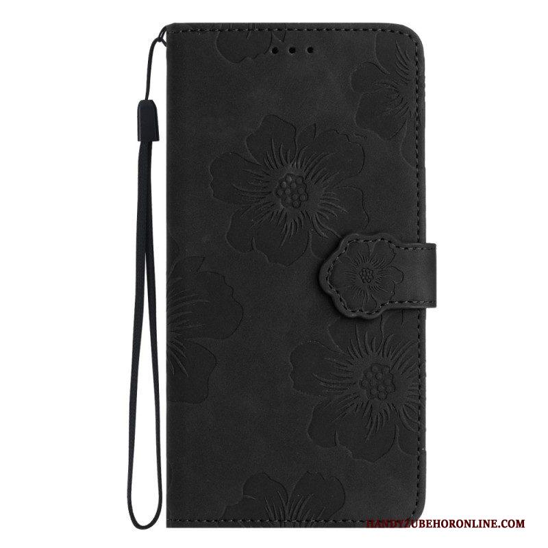 Leren Hoesje voor iPhone 15 Bloemenprint