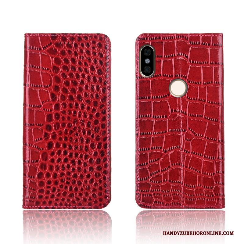 Redmi Note 6 Pro Hoesje Siliconen Echt Leer Krokodil Rood Nieuw Bescherming Hoes