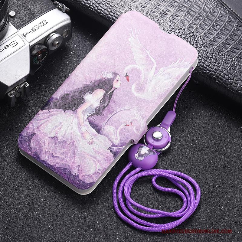 Samsung Galaxy Note 10+ Hoesje Anti-fall Hoes Hanger Purper Mobiele Telefoon Folio Leren Etui