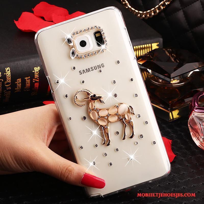 Samsung Galaxy Note 5 Hoes Bloemen Bescherming Doorzichtig Hoesje Met Strass Ster