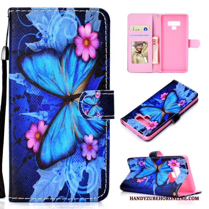 Samsung Galaxy Note 9 Hoesje Leren Etui Mobiele Telefoon Anti-fall Blauw Folio All Inclusive Spotprent