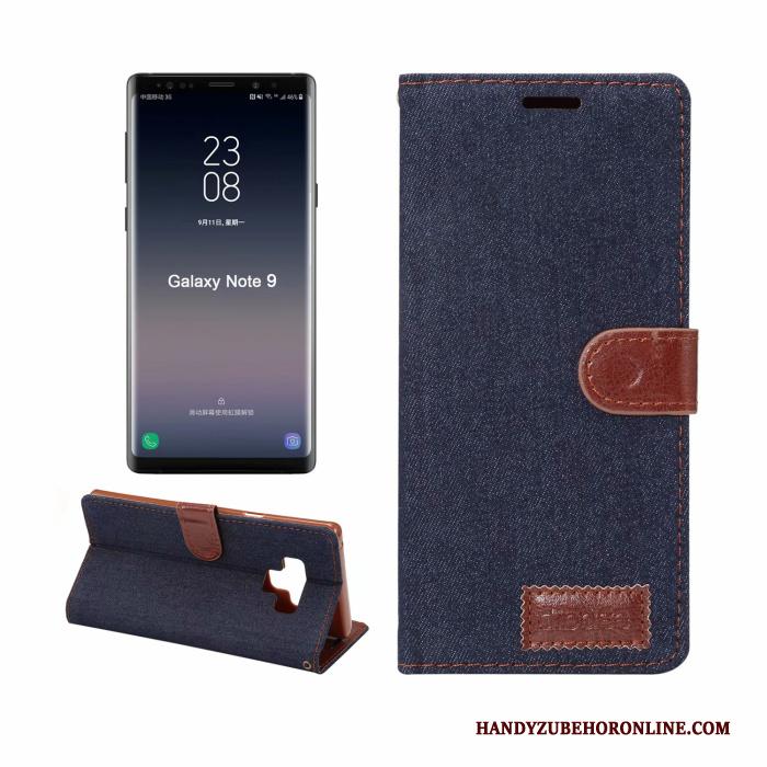 Samsung Galaxy Note 9 Hoesje Schrobben Anti-fall Denim Purper Patroon Bescherming Mobiele Telefoon