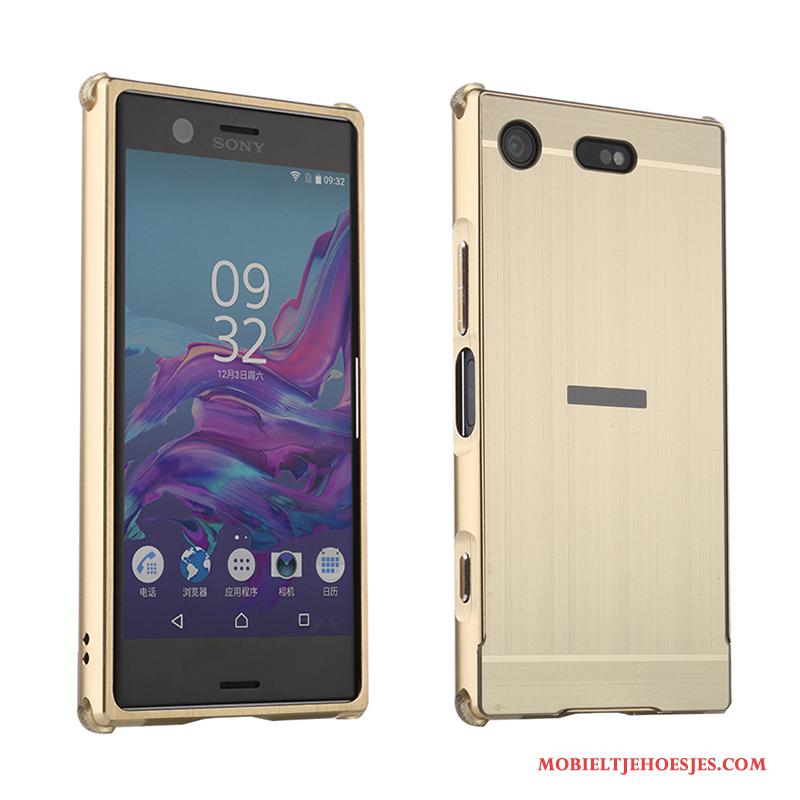 Sony Xperia Xz1 Compact Omlijsting Hoesje Telefoon Zilver Anti-fall Metaal Hard Bescherming