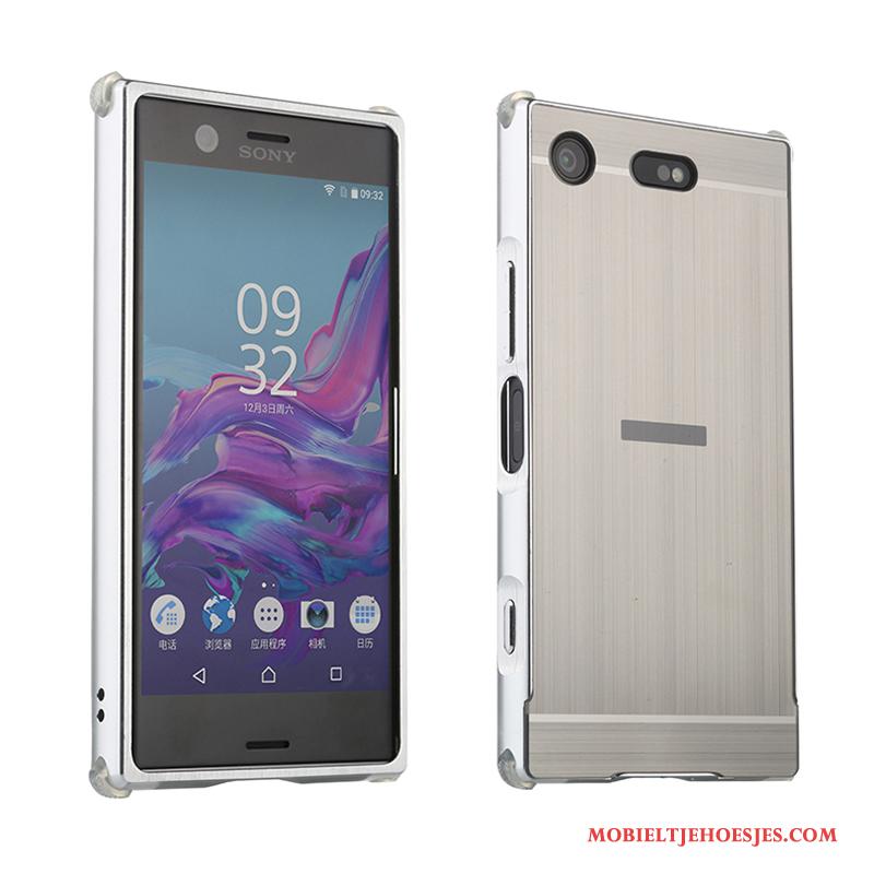 Sony Xperia Xz1 Compact Omlijsting Hoesje Telefoon Zilver Anti-fall Metaal Hard Bescherming