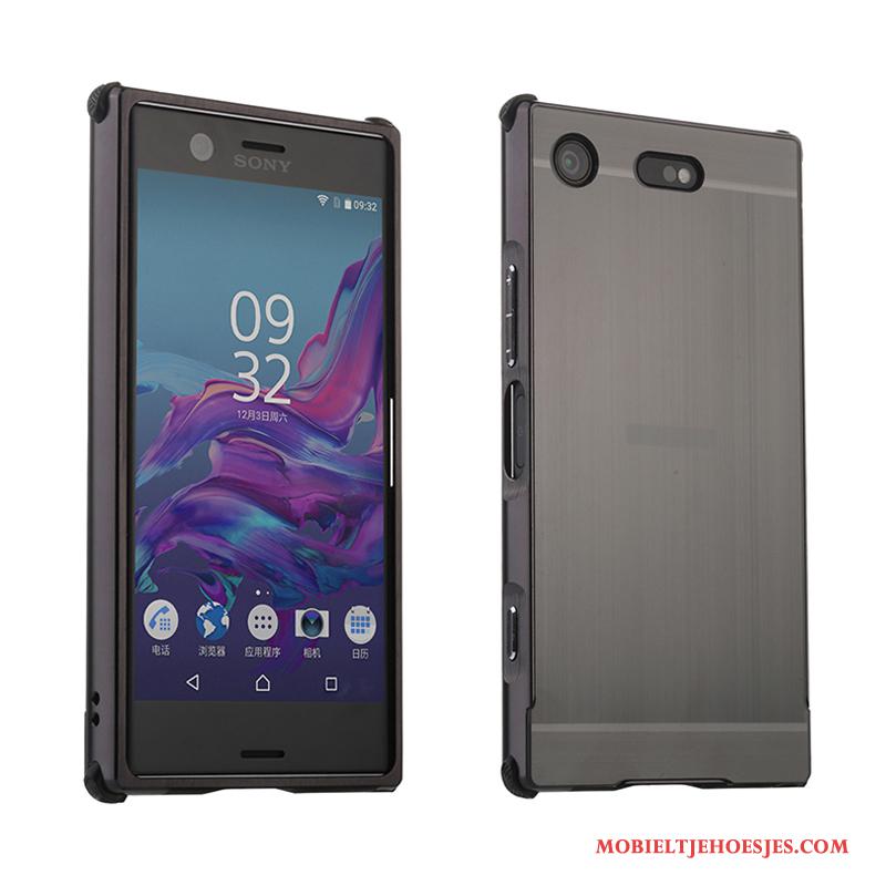 Sony Xperia Xz1 Compact Omlijsting Hoesje Telefoon Zilver Anti-fall Metaal Hard Bescherming