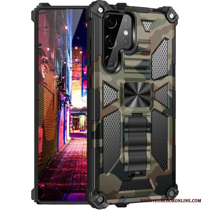 Telefoonhoesje voor Samsung Galaxy S22 Ultra 5G Camouflage Verwijderbare Ondersteuning