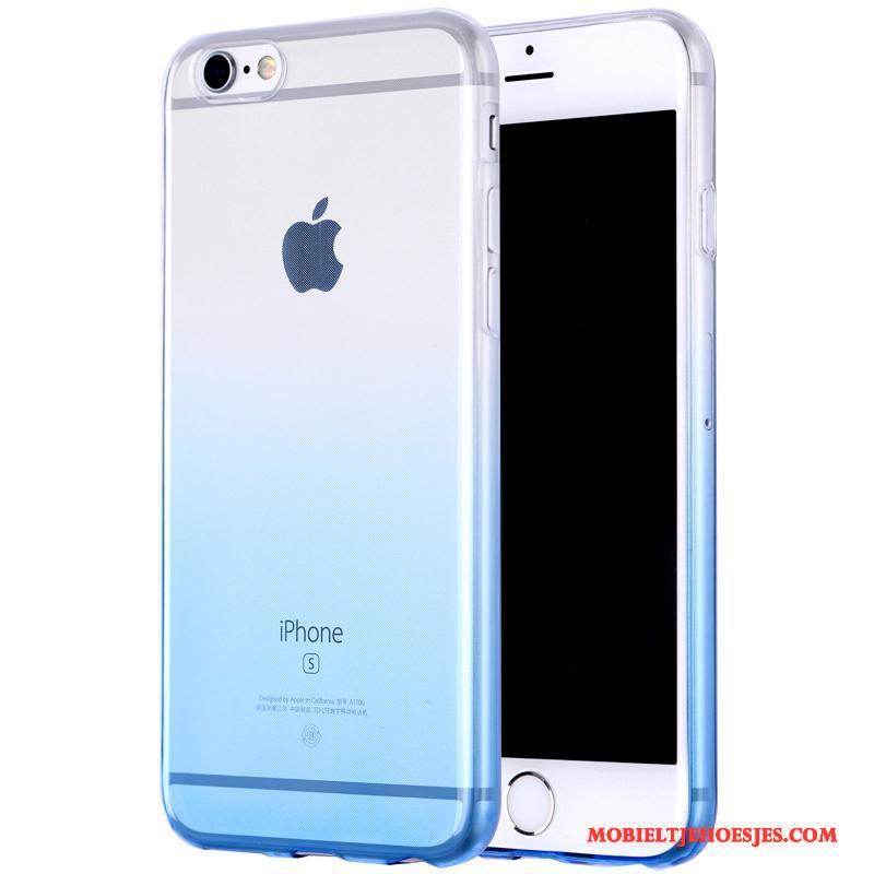 iPhone 6/6s Pu Zacht Doorzichtig Hoesje Telefoon Blauw Verloop Siliconen