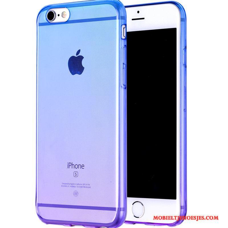 iPhone 6/6s Pu Zacht Doorzichtig Hoesje Telefoon Blauw Verloop Siliconen