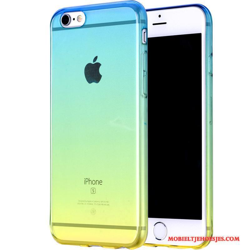 iPhone 6/6s Pu Zacht Doorzichtig Hoesje Telefoon Blauw Verloop Siliconen