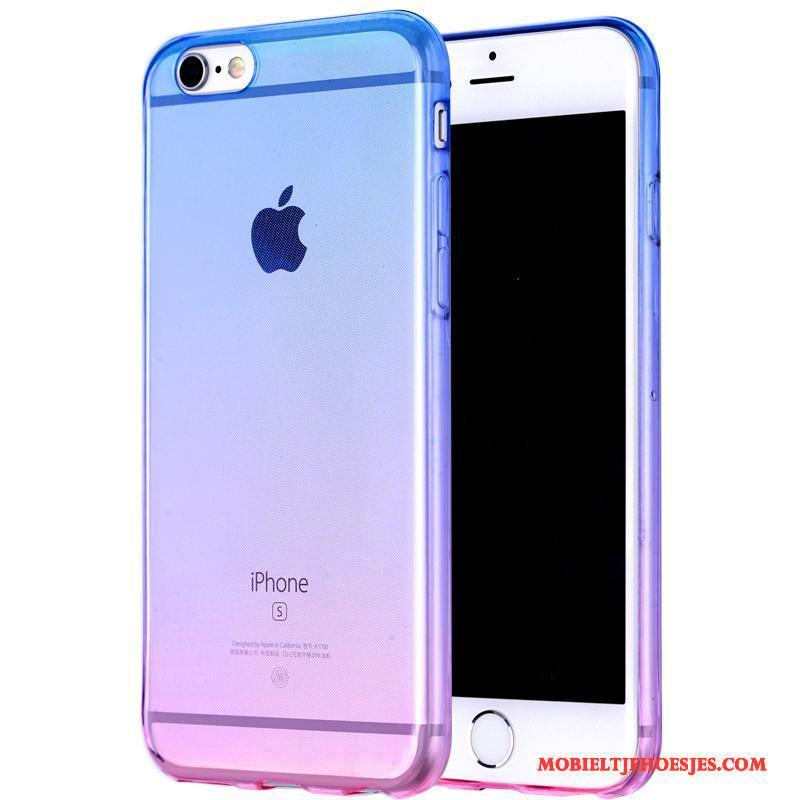 iPhone 6/6s Pu Zacht Doorzichtig Hoesje Telefoon Blauw Verloop Siliconen