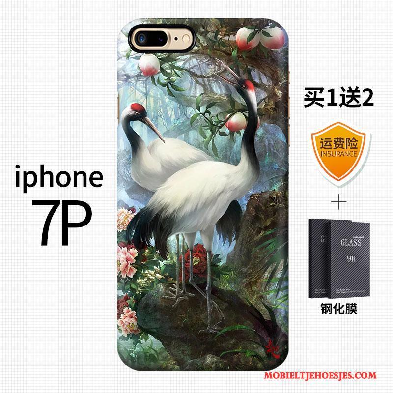 iPhone 7 Plus Chinese Stijl Kunst Vintage Blauw Hoesje Telefoon Hard Scheppend