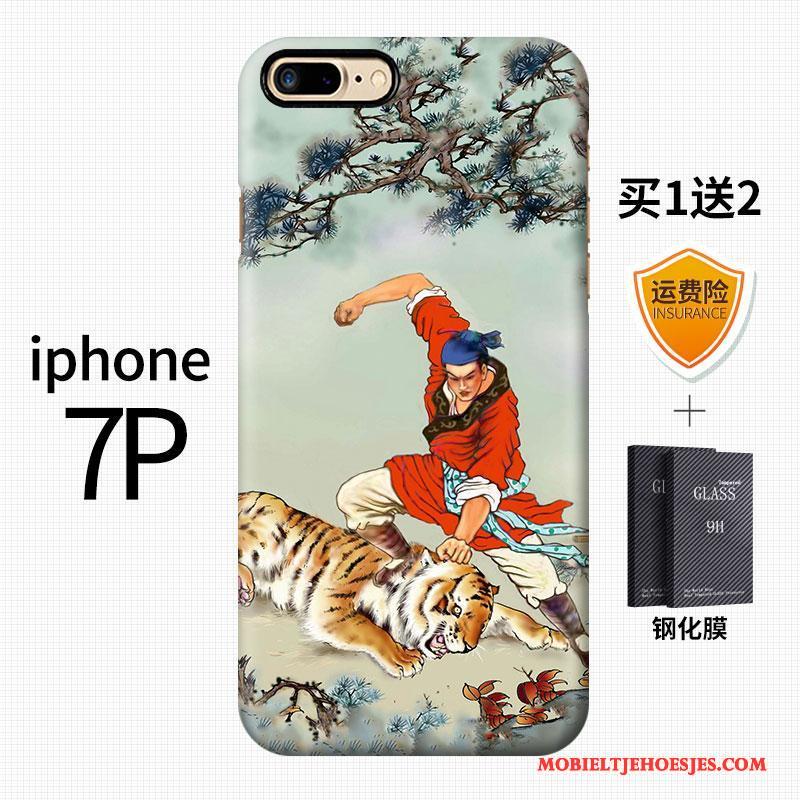 iPhone 7 Plus Chinese Stijl Kunst Vintage Blauw Hoesje Telefoon Hard Scheppend