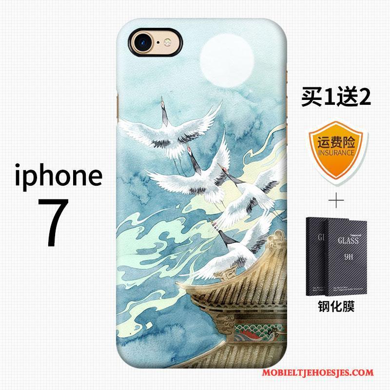 iPhone 7 Plus Chinese Stijl Kunst Vintage Blauw Hoesje Telefoon Hard Scheppend