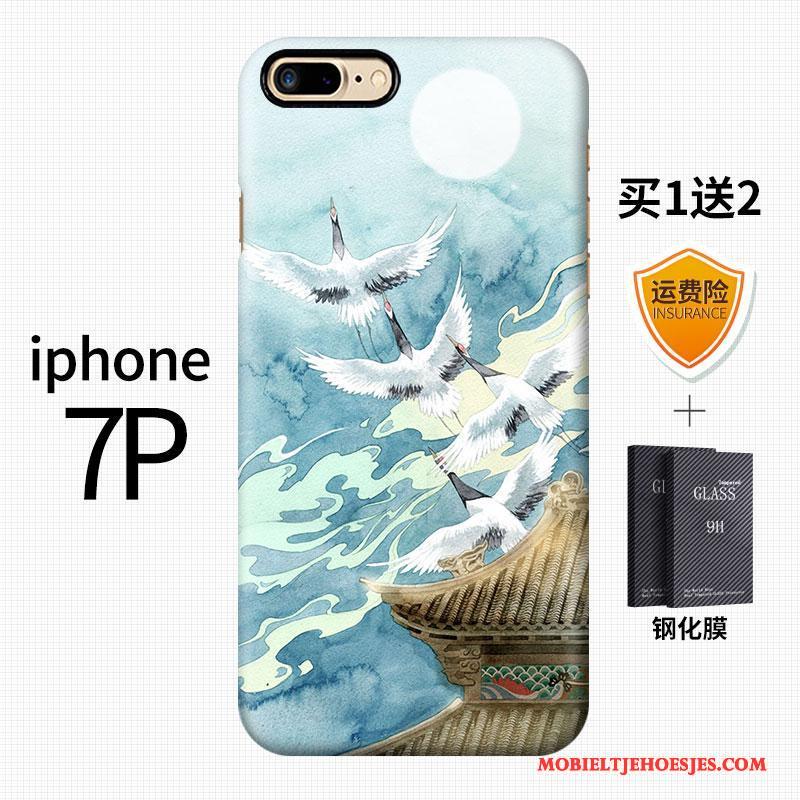 iPhone 7 Plus Chinese Stijl Kunst Vintage Blauw Hoesje Telefoon Hard Scheppend