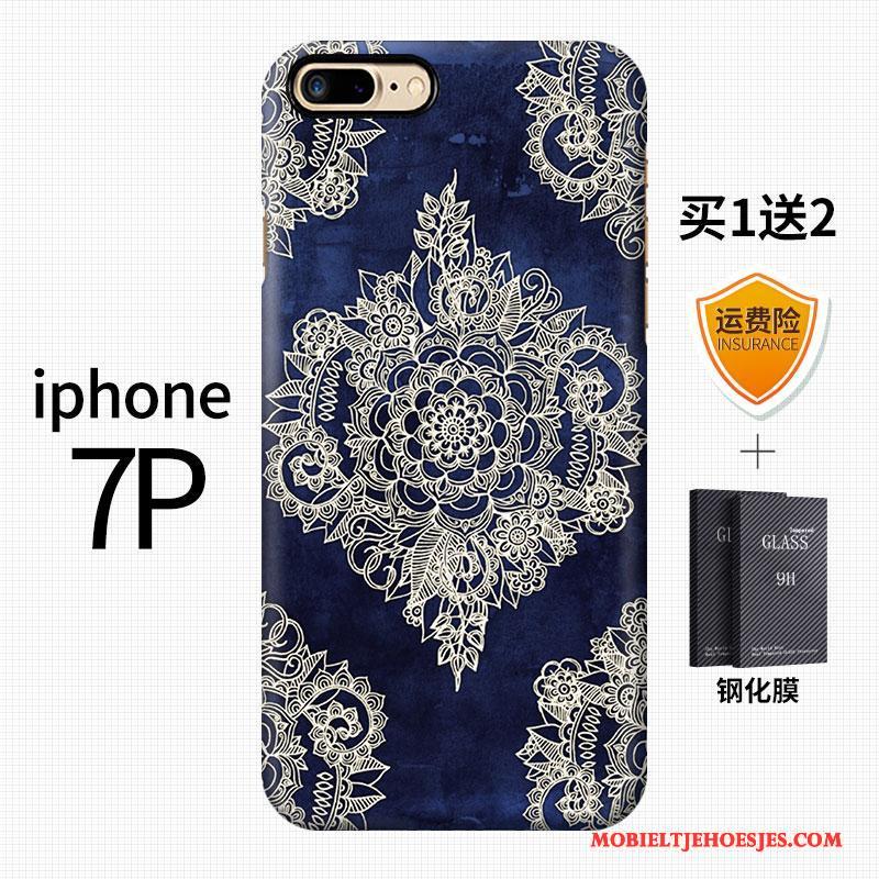 iPhone 7 Plus Chinese Stijl Kunst Vintage Blauw Hoesje Telefoon Hard Scheppend