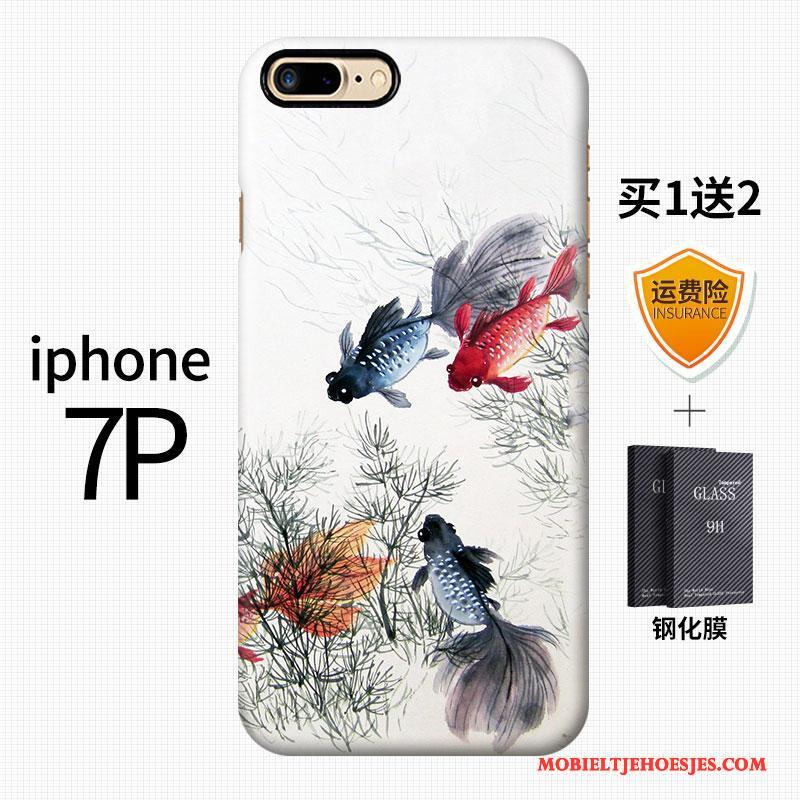 iPhone 7 Plus Chinese Stijl Kunst Vintage Blauw Hoesje Telefoon Hard Scheppend