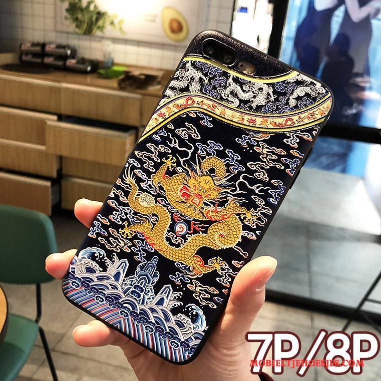 iPhone 7 Plus Draak Totem Hemming Blauw Hoesje Telefoon Bescherming Nieuw