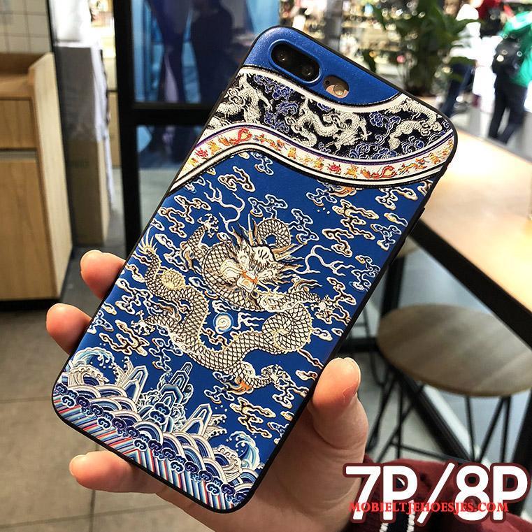 iPhone 7 Plus Draak Totem Hemming Blauw Hoesje Telefoon Bescherming Nieuw