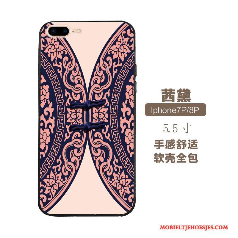 iPhone 7 Plus Etnische Zacht Chinese Stijl Siliconen Hoesje Telefoon Wit Kunst