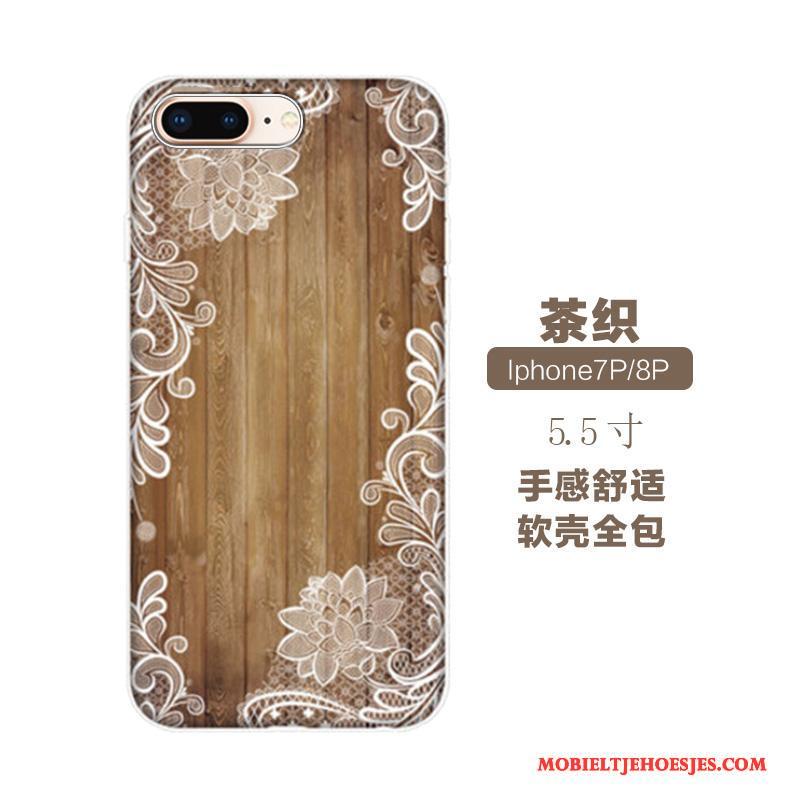 iPhone 7 Plus Etnische Zacht Chinese Stijl Siliconen Hoesje Telefoon Wit Kunst