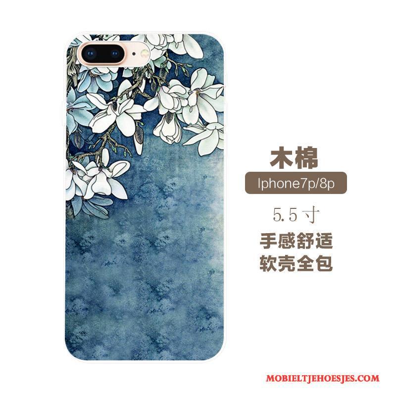 iPhone 7 Plus Etnische Zacht Chinese Stijl Siliconen Hoesje Telefoon Wit Kunst