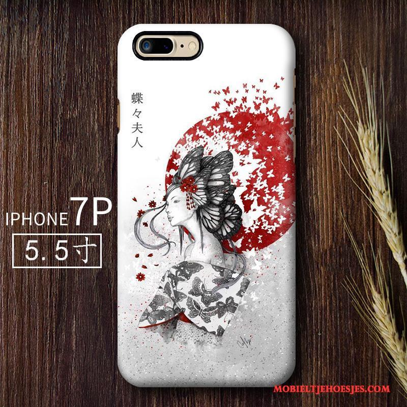 iPhone 7 Plus Wind Schrobben Kunst Rood Hoesje Telefoon Anti-fall Scheppend