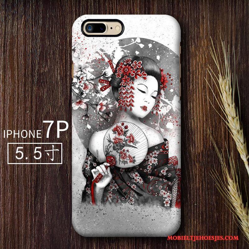 iPhone 7 Plus Wind Schrobben Kunst Rood Hoesje Telefoon Anti-fall Scheppend