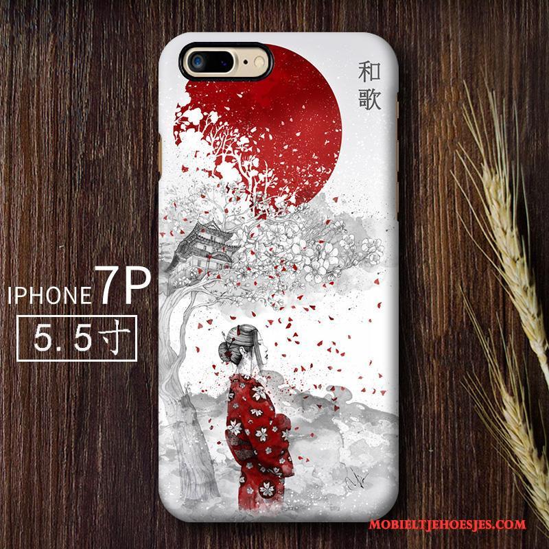 iPhone 7 Plus Wind Schrobben Kunst Rood Hoesje Telefoon Anti-fall Scheppend