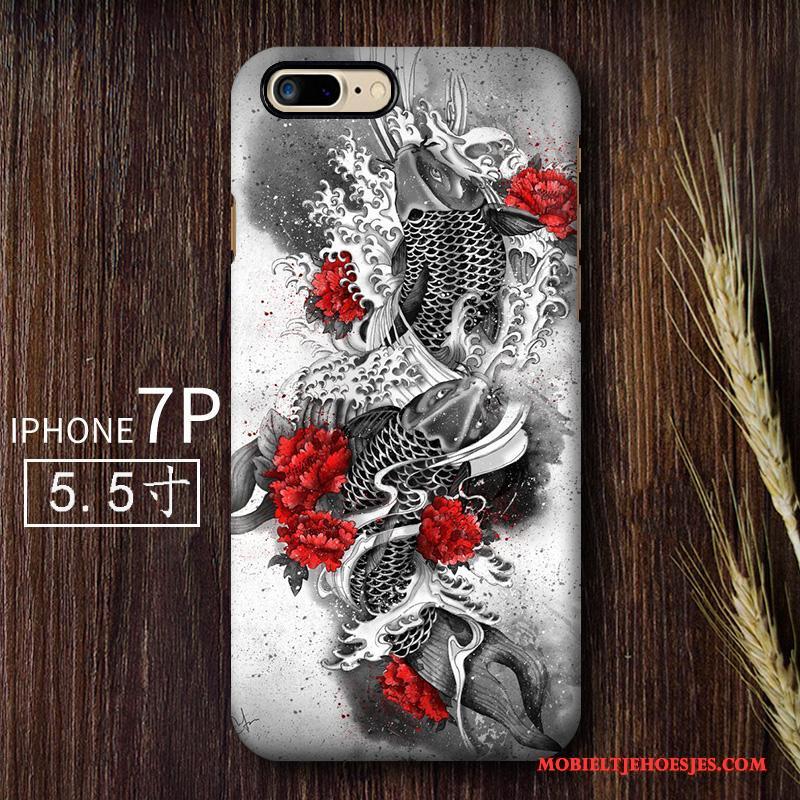 iPhone 7 Plus Wind Schrobben Kunst Rood Hoesje Telefoon Anti-fall Scheppend