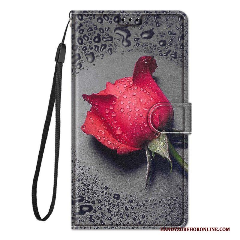 Flip Case voor Xiaomi 12 / 12X Met Ketting Strakke Bloemen