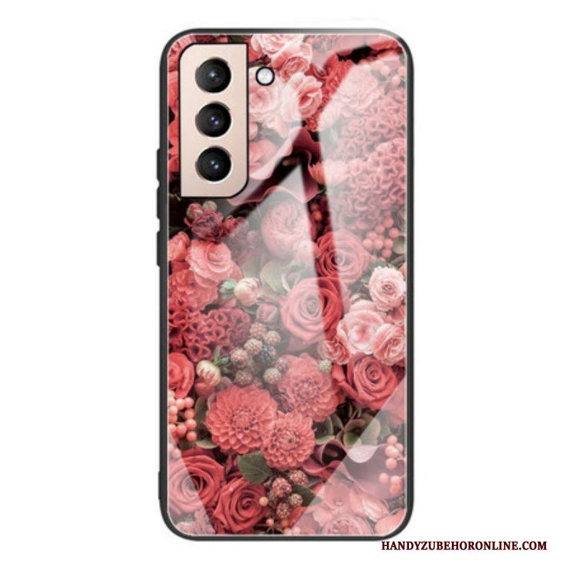 Hoesje voor Samsung Galaxy S21 FE Rose Bloemen Gehard Glas