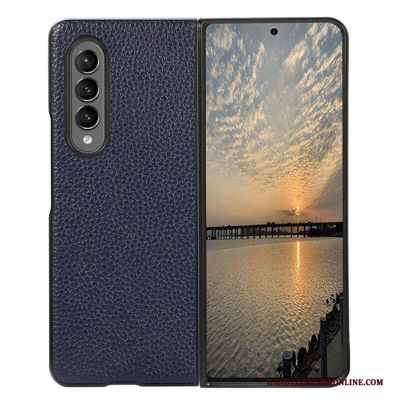 Hoesje voor Samsung Galaxy Z Fold 3 5G Echt Litchi-leer