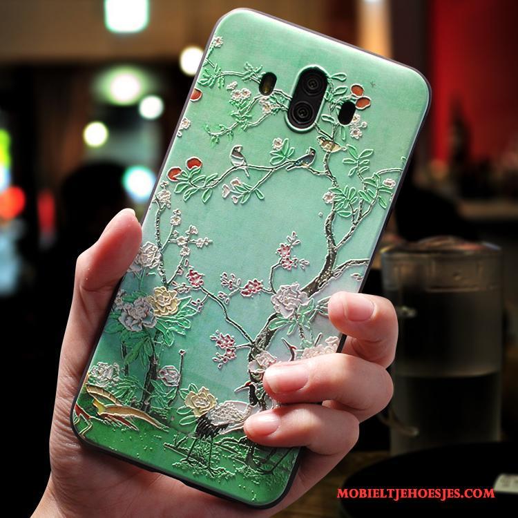 Huawei Mate 10 Hoesje Telefoon All Inclusive Anti-fall Siliconen Chinese Stijl Groen Scheppend