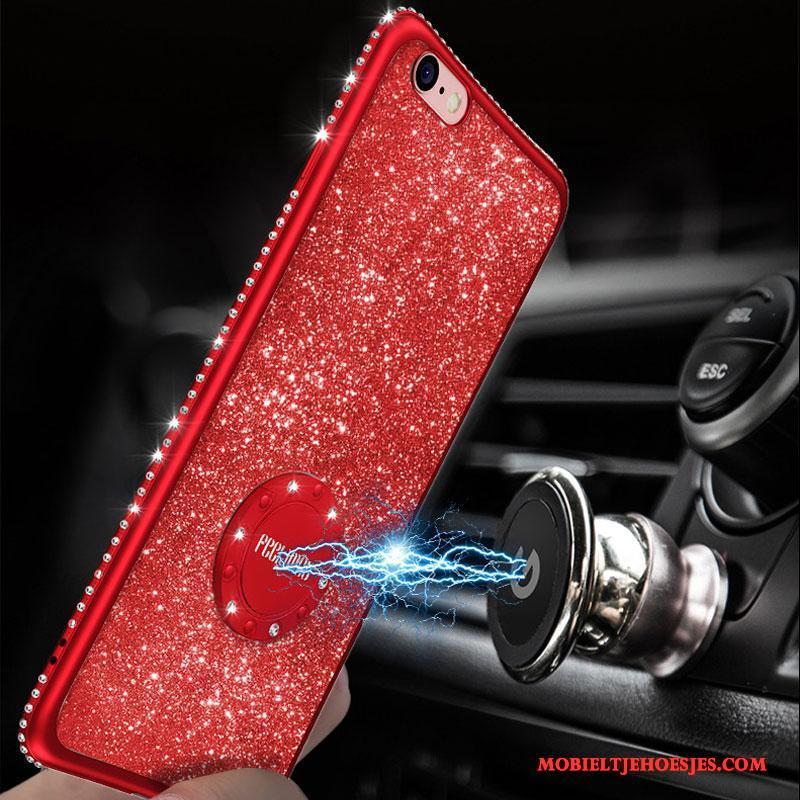 iPhone 6/6s Plus Met Strass Ring Anti-fall Hoesje Telefoon Rood Luxe Siliconen