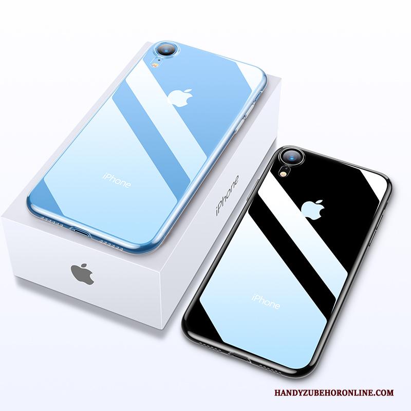 iPhone Xr Hoesje Scheppend Anti-fall Echte Dun Siliconen Blauw Doorzichtig
